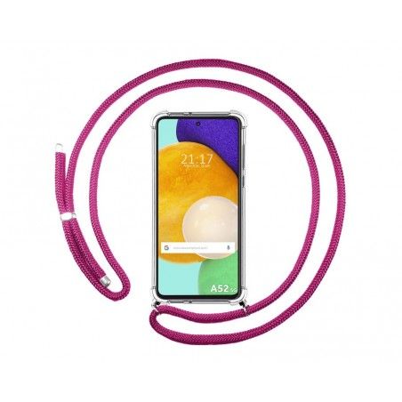 Funda Colgante Transparente para Samsung Galaxy A52 / A52 5G / A52s 5G con Cordon Rosa Fucsia