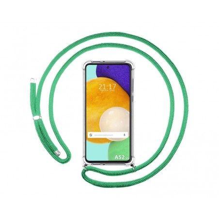 Funda Colgante Transparente para Samsung Galaxy A52 / A52 5G / A52s 5G con Cordon Verde Agua