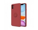 Funda Silicona Líquida Ultra Suave con Anillo para Iphone 11 (6.1) color Rojo Coral