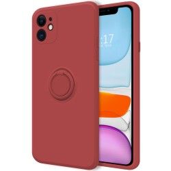 Funda Silicona Líquida Ultra Suave con Anillo para Iphone 11 (6.1) color Rojo Coral