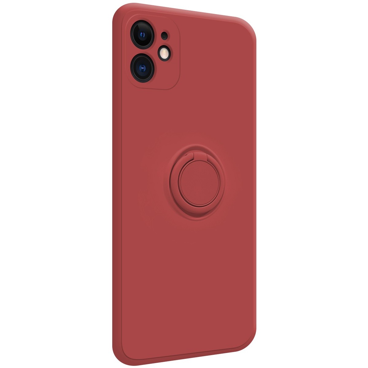 Funda Silicona Líquida Ultra Suave con Anillo para Iphone 11 (6.1) color Rojo Coral