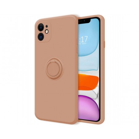 Funda Silicona Líquida Ultra Suave con Anillo para Iphone 11 (6.1) color Rosa