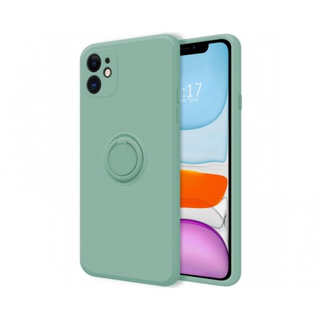 Funda Silicona Líquida Ultra Suave con Anillo para Iphone 11 (6.1) color Verde