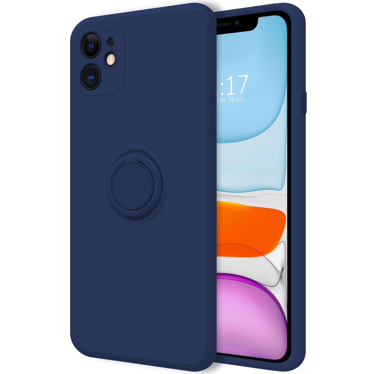 Funda Silicona Líquida Ultra Suave con Anillo para Iphone 11 (6.1) color Azul