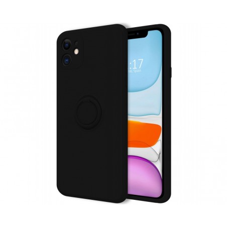 Funda Silicona Líquida Ultra Suave con Anillo para Iphone 11 (6.1) color Negra