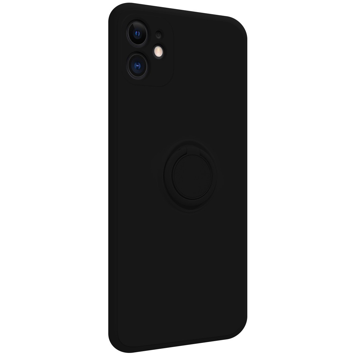 Funda Silicona Líquida Ultra Suave con Anillo para Iphone 11 (6.1) color Negra