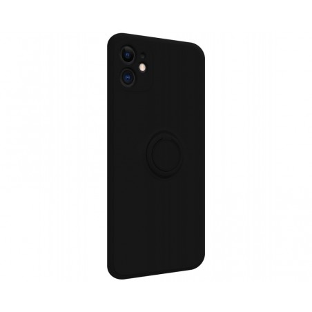Funda Silicona Líquida Ultra Suave con Anillo para Iphone 11 (6.1) color Negra