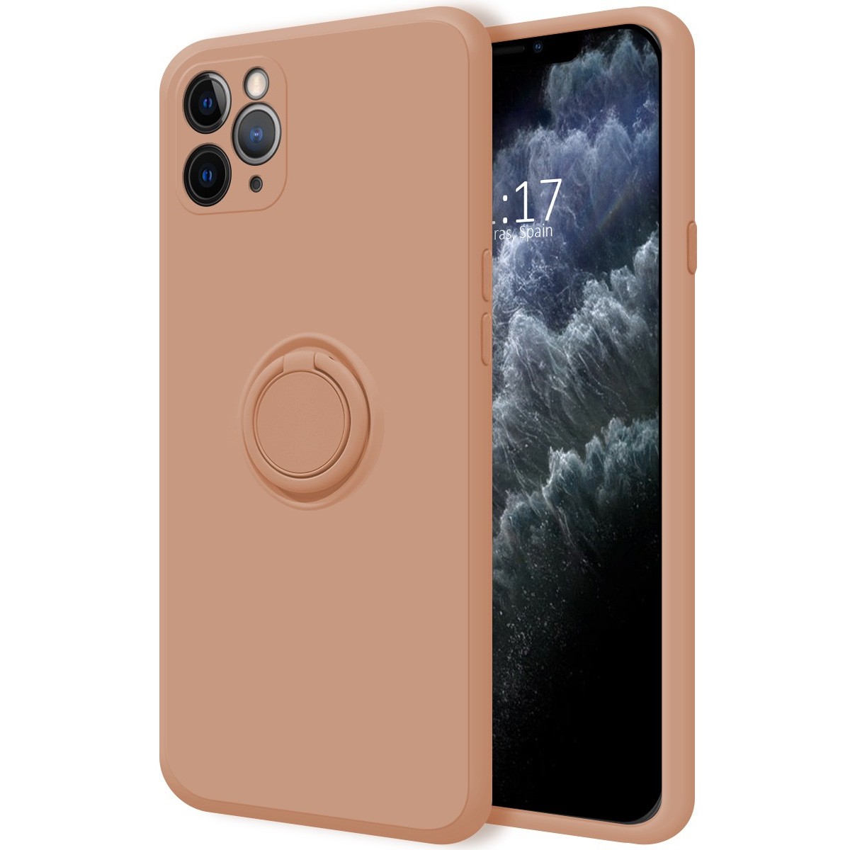 Funda Silicona Líquida Ultra Suave con Anillo para Iphone 11 Pro (5.8) color Rosa