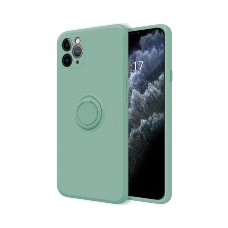 Funda Silicona Líquida Ultra Suave con Anillo para Iphone 11 Pro (5.8) color Verde