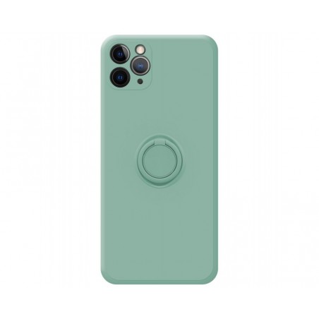 Funda Silicona Líquida Ultra Suave con Anillo para Iphone 11 Pro (5.8) color Verde