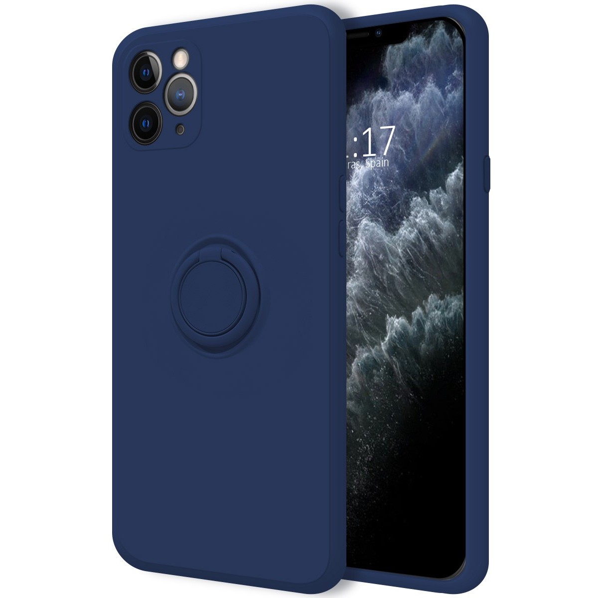 Funda Silicona Líquida Ultra Suave con Anillo para Iphone 11 Pro Max (6.5) color Azul