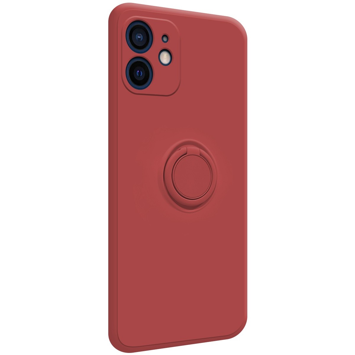Funda Silicona Líquida Ultra Suave con Anillo para Iphone 12 (6.1) color Rojo Coral