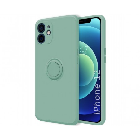 Funda Silicona Líquida Ultra Suave con Anillo para Iphone 12 (6.1) color Verde