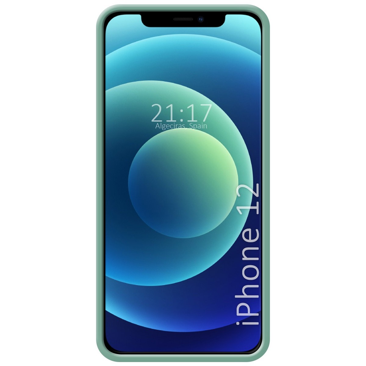 Funda Silicona Líquida Ultra Suave con Anillo para Iphone 12 (6.1) color Verde