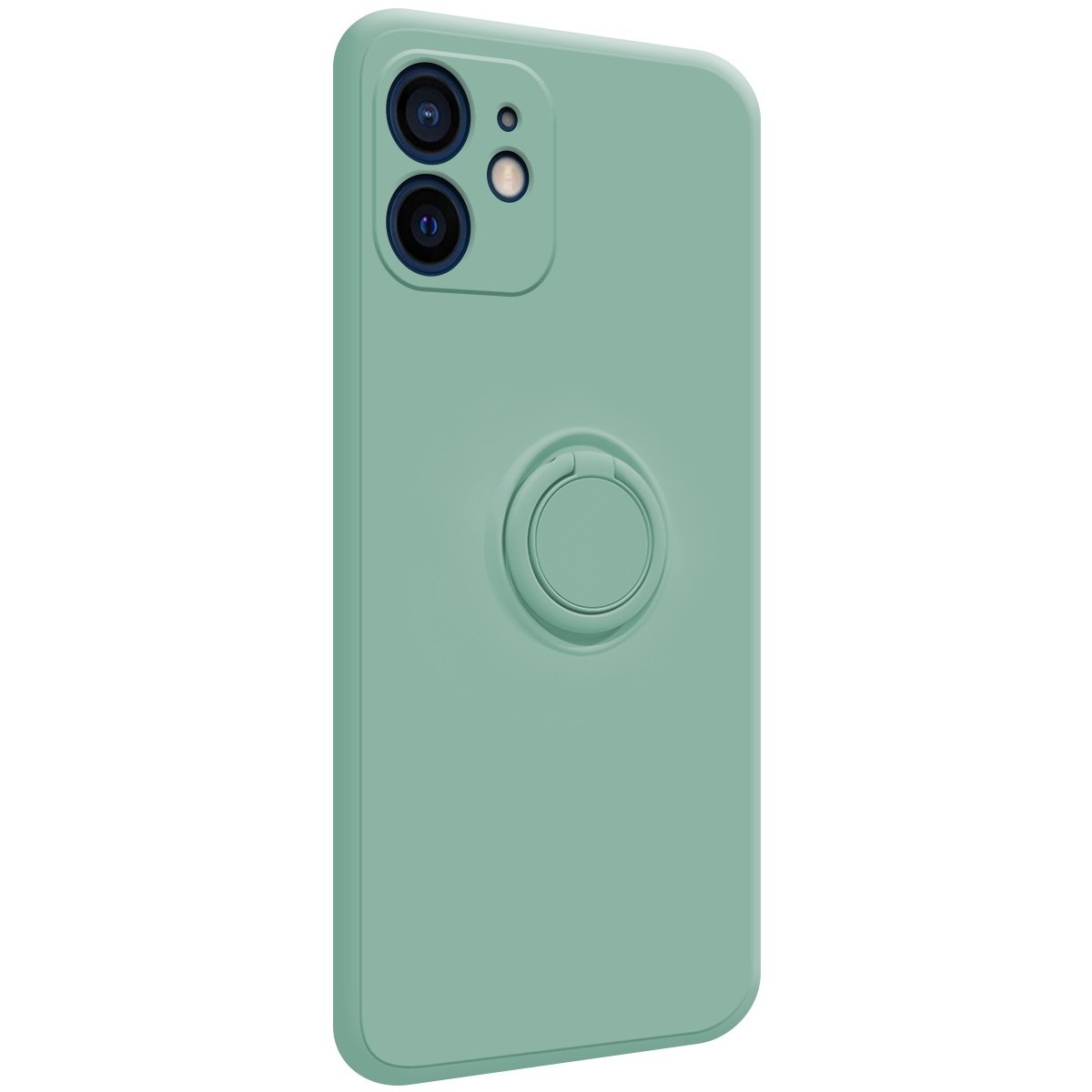 Funda Silicona Líquida Ultra Suave con Anillo para Iphone 12 (6.1) color Verde