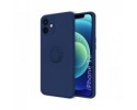 Funda Silicona Líquida Ultra Suave con Anillo para Iphone 12 (6.1) color Azul