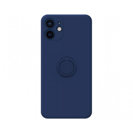Funda Silicona Líquida Ultra Suave con Anillo para Iphone 12 (6.1) color Azul