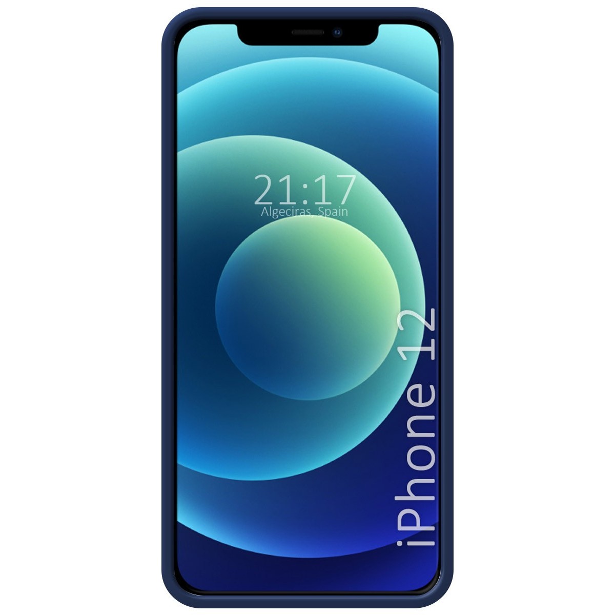 Funda Silicona Líquida Ultra Suave con Anillo para Iphone 12 (6.1) color Azul