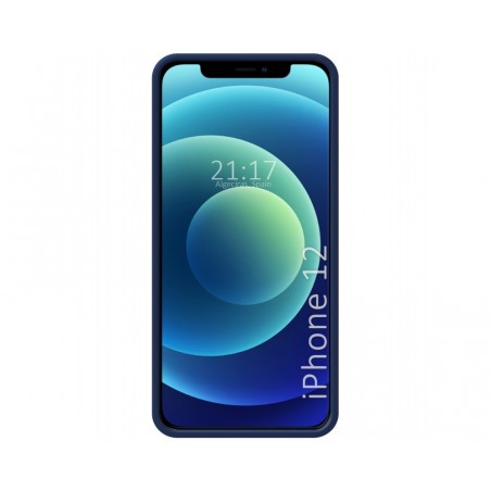 Funda Silicona Líquida Ultra Suave con Anillo para Iphone 12 (6.1) color Azul