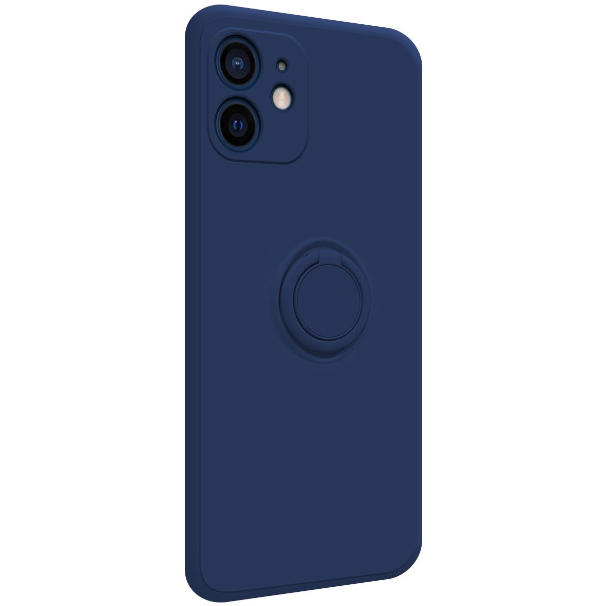 Funda Silicona Líquida Ultra Suave con Anillo para Iphone 12 (6.1) color Azul