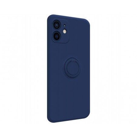 Funda Silicona Líquida Ultra Suave con Anillo para Iphone 12 (6.1) color Azul