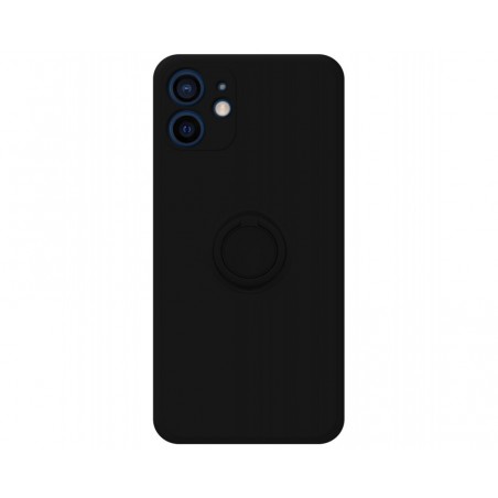 Funda Silicona Líquida Ultra Suave con Anillo para Iphone 12 (6.1) color Negra