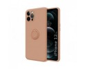 Funda Silicona Líquida Ultra Suave con Anillo para Iphone 12 Pro (6.1) color Rosa