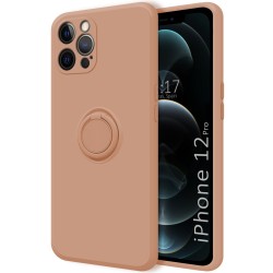 Funda Silicona Líquida Ultra Suave con Anillo para Iphone 12 Pro (6.1) color Rosa