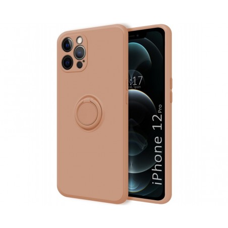 Funda Silicona Líquida Ultra Suave con Anillo para Iphone 12 Pro (6.1) color Rosa