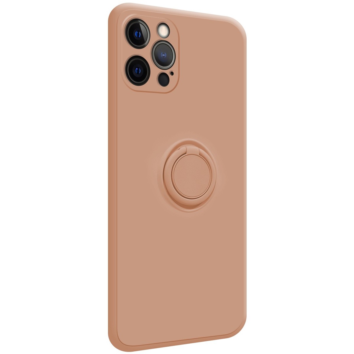 Funda Silicona Líquida Ultra Suave con Anillo para Iphone 12 Pro (6.1) color Rosa