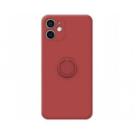 Funda Silicona Líquida Ultra Suave con Anillo para Iphone 12 Mini (5.4) color Rojo Coral