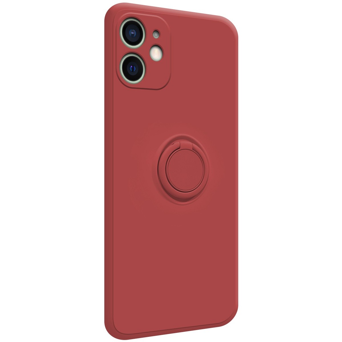 Funda Silicona Líquida Ultra Suave con Anillo para Iphone 12 Mini (5.4) color Rojo Coral