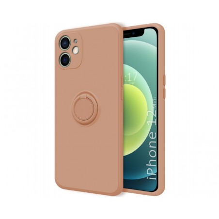 Funda Silicona Líquida Ultra Suave con Anillo para Iphone 12 Mini (5.4) color Rosa