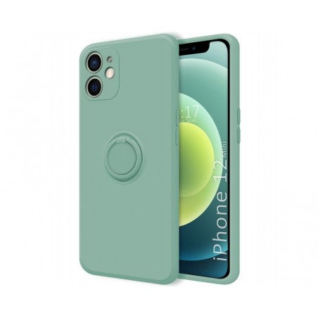 Funda Silicona Líquida Ultra Suave con Anillo para Iphone 12 Mini (5.4) color Verde