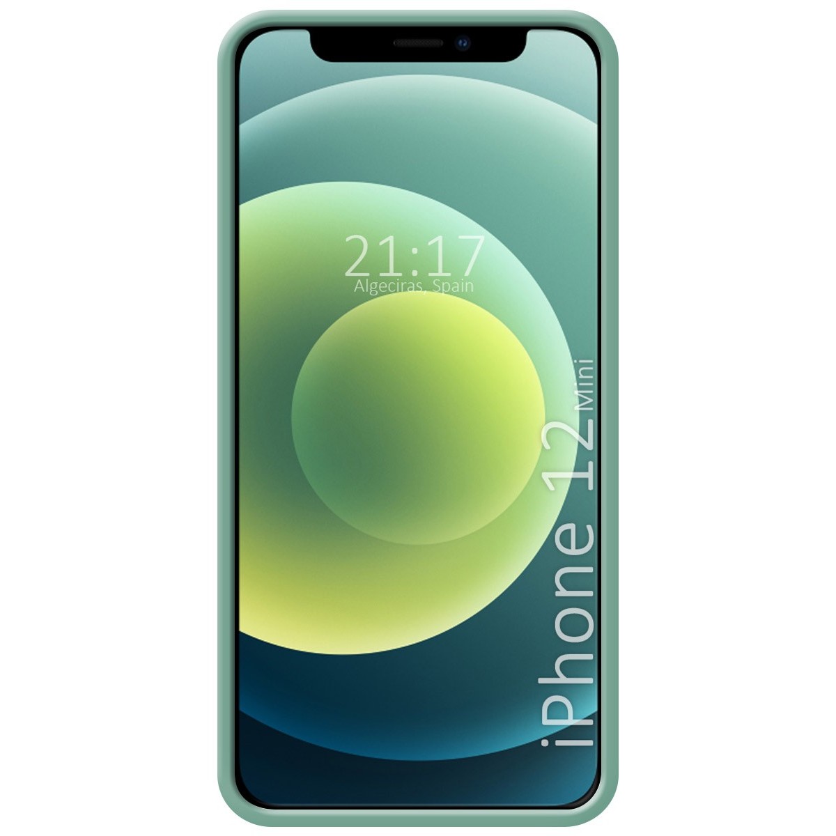 Funda Silicona Líquida Ultra Suave con Anillo para Iphone 12 Mini (5.4) color Verde