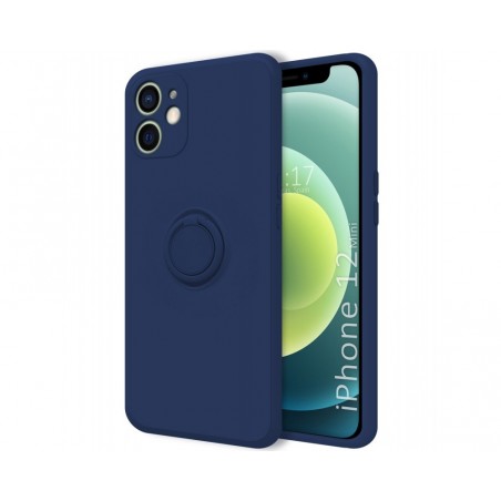 Funda Silicona Líquida Ultra Suave con Anillo para Iphone 12 Mini (5.4) color Azul