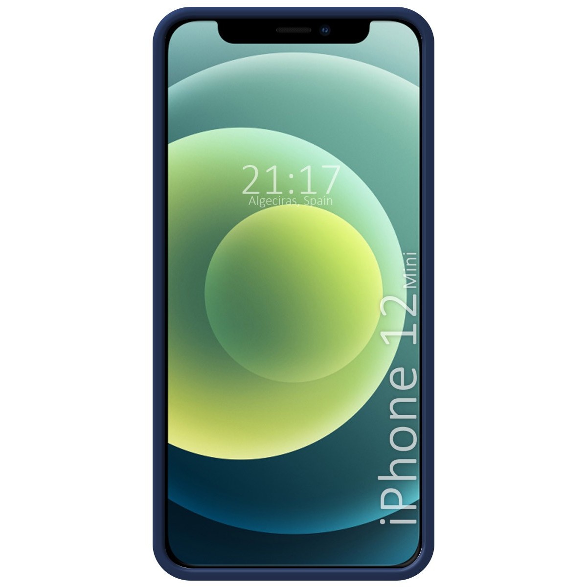 Funda Silicona Líquida Ultra Suave con Anillo para Iphone 12 Mini (5.4) color Azul