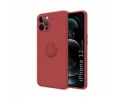 Funda Silicona Líquida Ultra Suave con Anillo para Iphone 12 Pro Max (6.7) color Rojo Coral