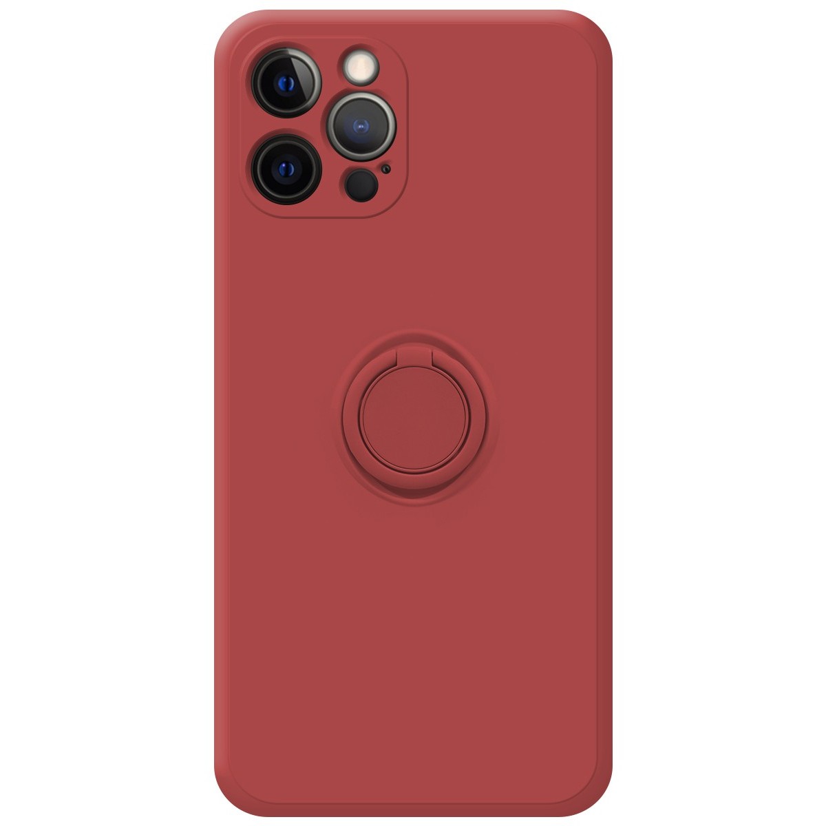 Funda Silicona Líquida Ultra Suave con Anillo para Iphone 12 Pro Max (6.7) color Rojo Coral