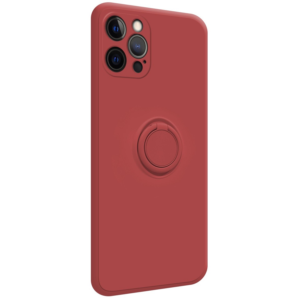 Funda Silicona Líquida Ultra Suave con Anillo para Iphone 12 Pro Max (6.7) color Rojo Coral