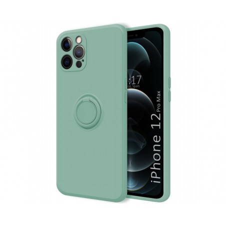 Funda Silicona Líquida Ultra Suave con Anillo para Iphone 12 Pro Max (6.7) color Verde
