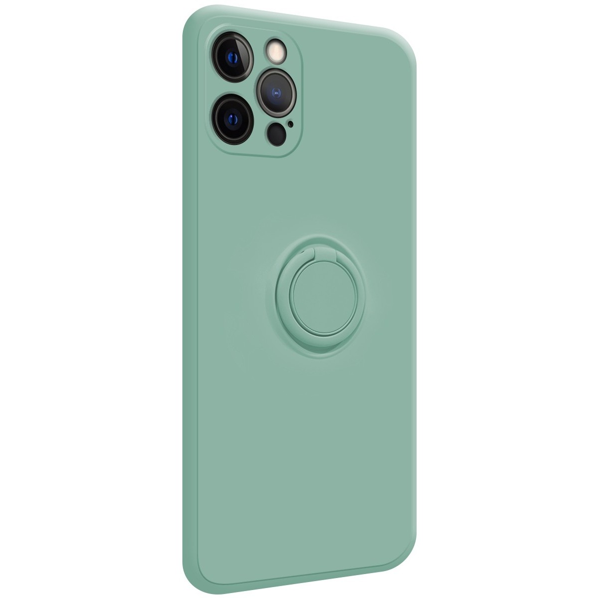 Funda Silicona Líquida Ultra Suave con Anillo para Iphone 12 Pro Max (6.7) color Verde