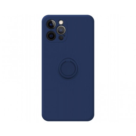 Funda Silicona Líquida Ultra Suave con Anillo para Iphone 12 Pro Max (6.7) color Azul