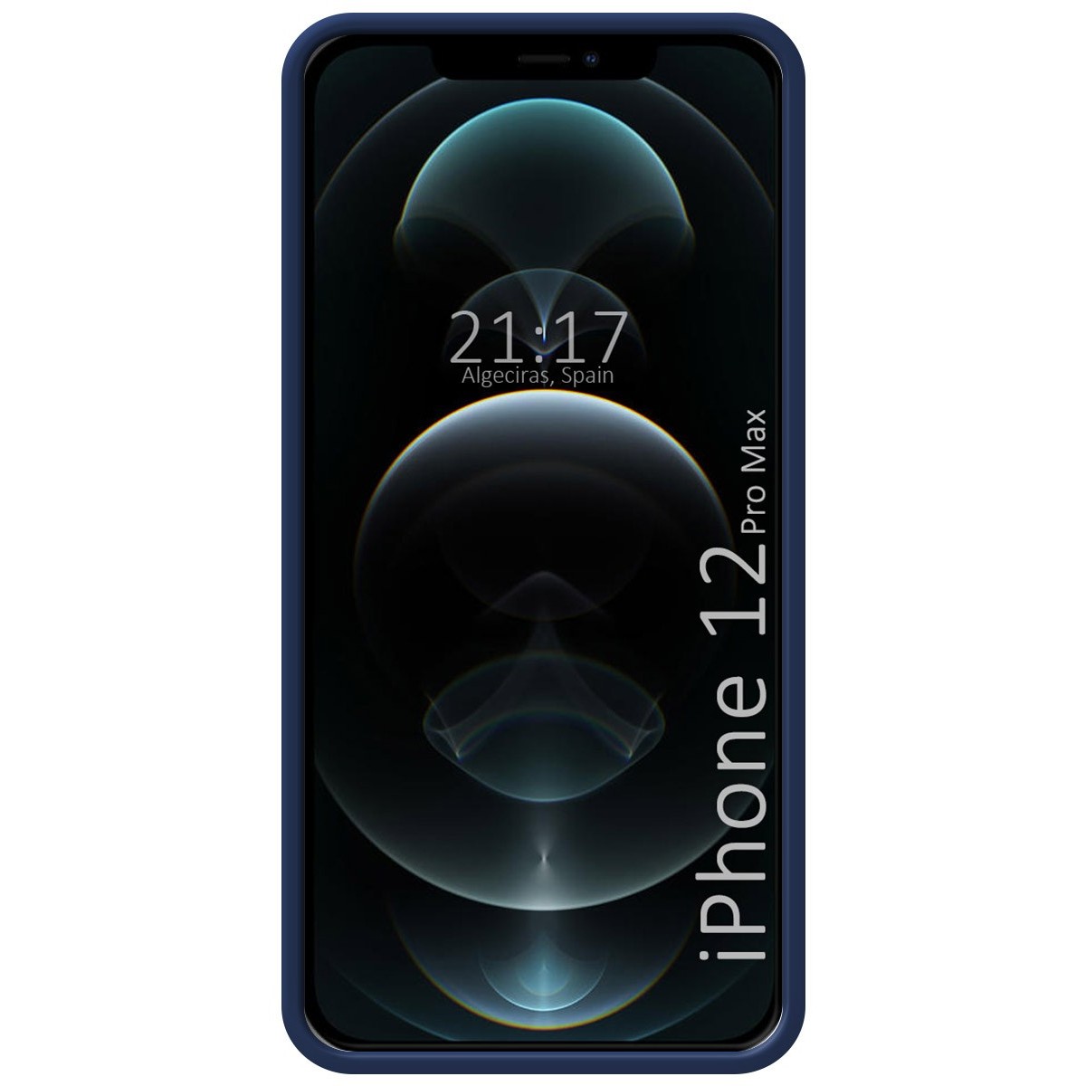 Funda Silicona Líquida Ultra Suave con Anillo para Iphone 12 Pro Max (6.7) color Azul