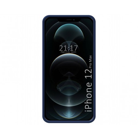 Funda Silicona Líquida Ultra Suave con Anillo para Iphone 12 Pro Max (6.7) color Azul