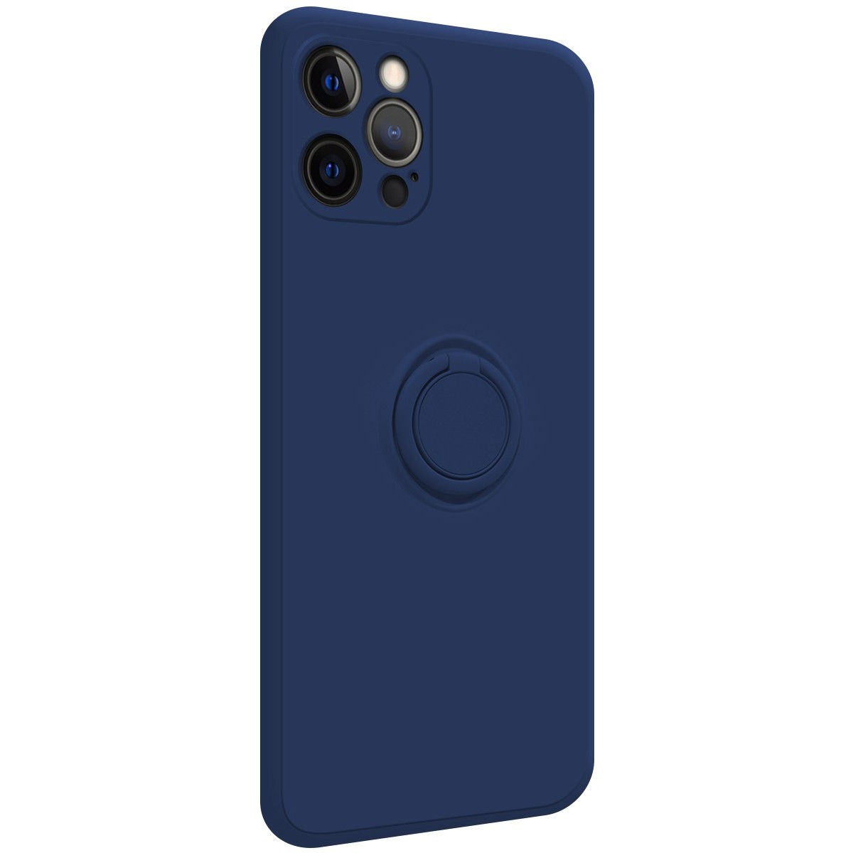 Funda Silicona Líquida Ultra Suave con Anillo para Iphone 12 Pro Max (6.7) color Azul