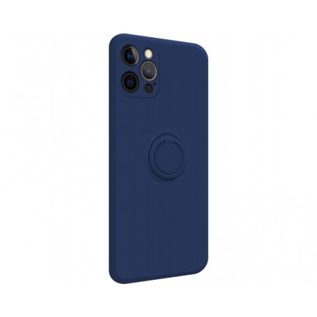 Funda Silicona Líquida Ultra Suave con Anillo para Iphone 12 Pro Max (6.7) color Azul