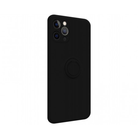 Funda Silicona Líquida Ultra Suave con Anillo para Iphone 12 Pro Max (6.7) color Negra