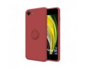 Funda Silicona Líquida Ultra Suave con Anillo para Iphone 7 / 8 / SE 2020 color Rojo Coral