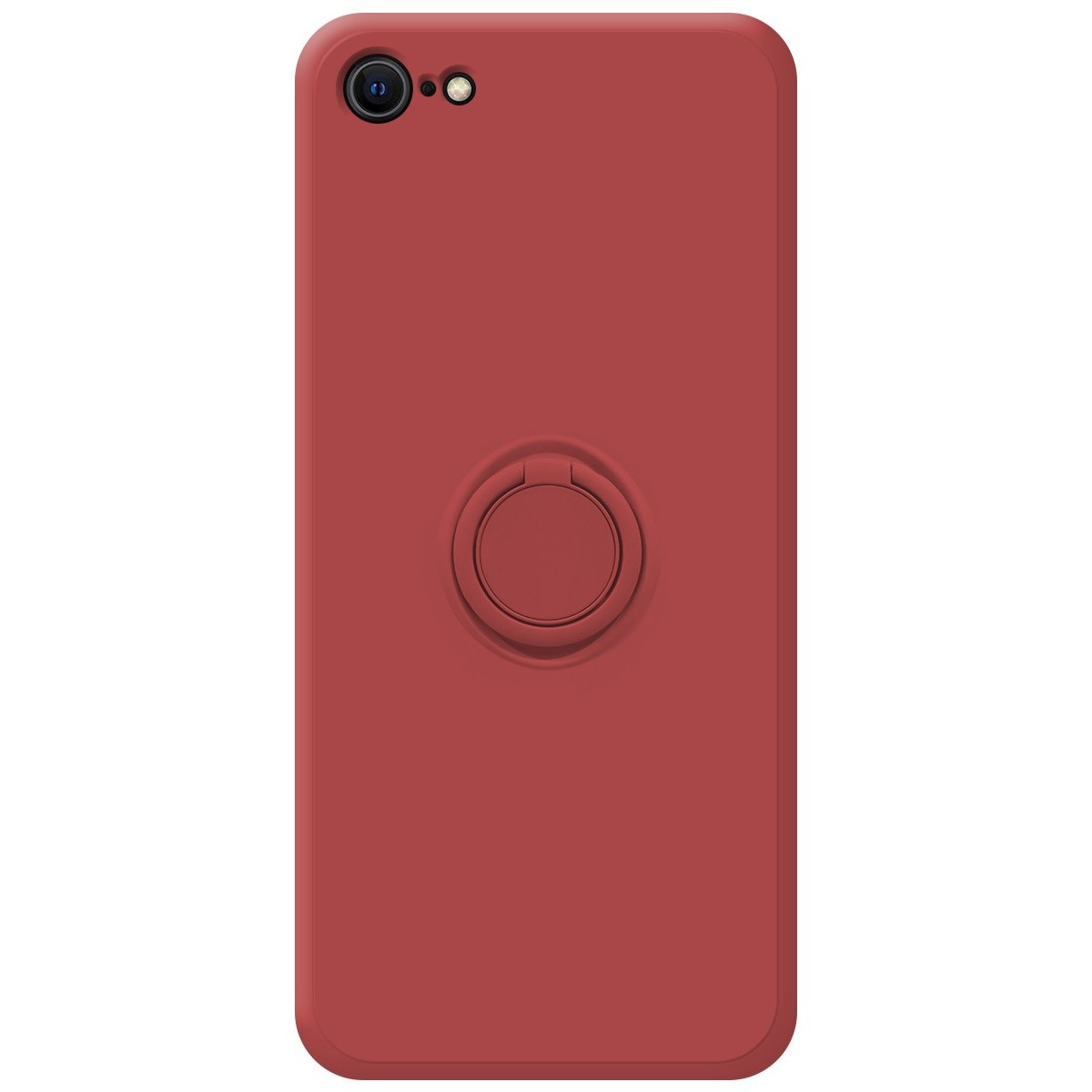Funda Silicona Líquida Ultra Suave con Anillo para Iphone 7 / 8 / SE 2020 color Rojo Coral